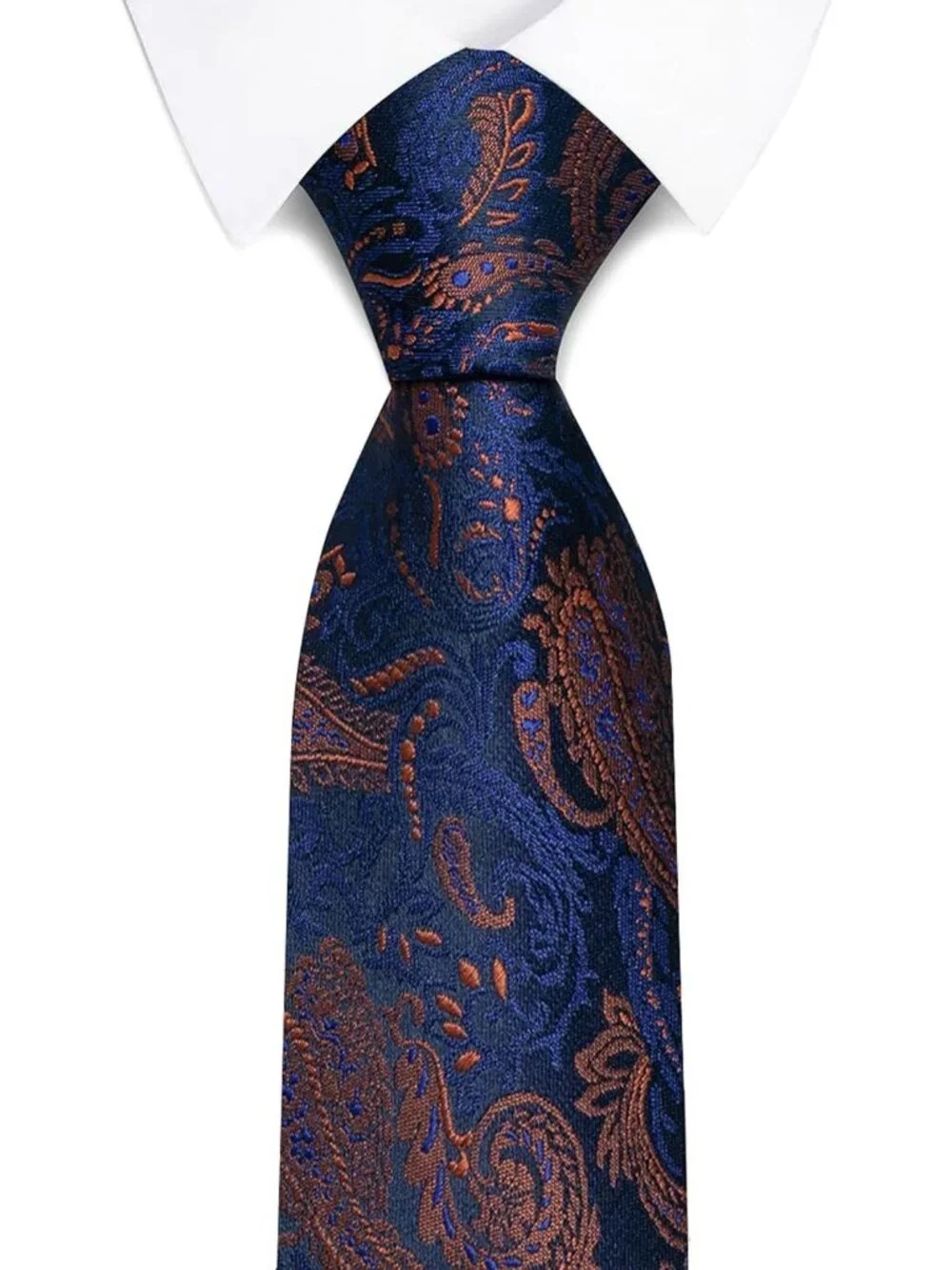 🆕Men's Navy Blue 100% Microfiber Paisley Slim Formal Necktie For Wedding Dress